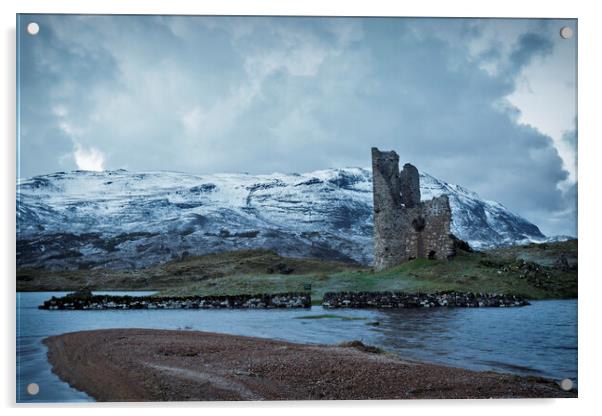 Ardvreck Castle in Winter  Acrylic by Derek Beattie