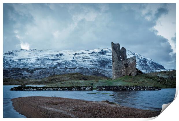 Ardvreck Castle in Winter  Print by Derek Beattie