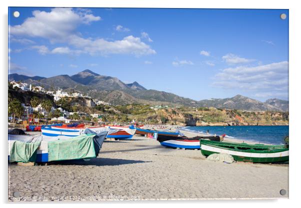 Fishing Boats on a Beach in Spain Acrylic by Artur Bogacki