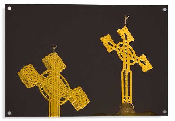 Yellow crosses Acrylic by Ian Middleton