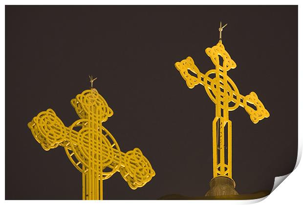 Yellow crosses Print by Ian Middleton
