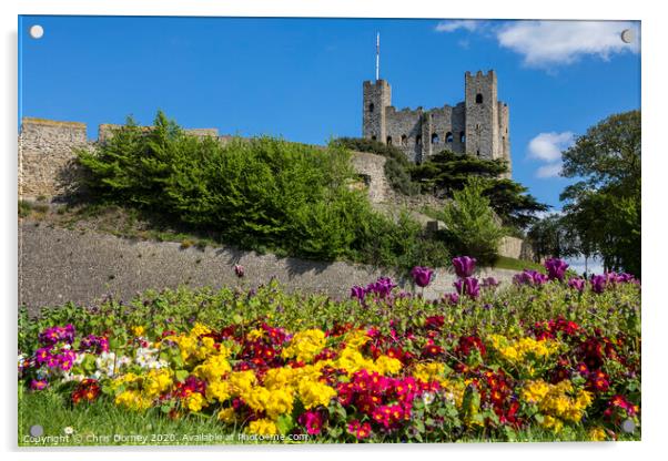 Rochester Castle in Kent, UK Acrylic by Chris Dorney