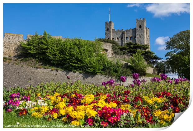 Rochester Castle in Kent, UK Print by Chris Dorney