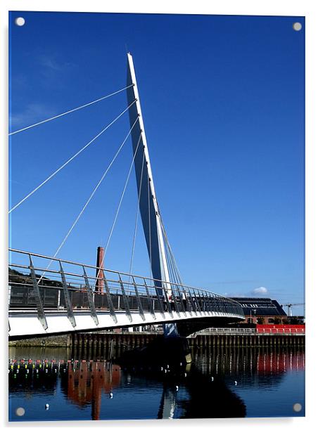 Swansea Sail Bridge Acrylic by Dan Davidson