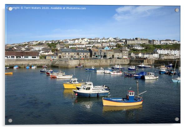 Across Porthleven Harbour Acrylic by Terri Waters