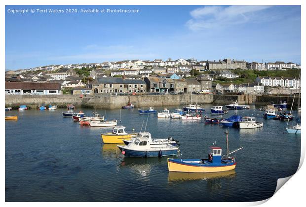 Across Porthleven Harbour Print by Terri Waters
