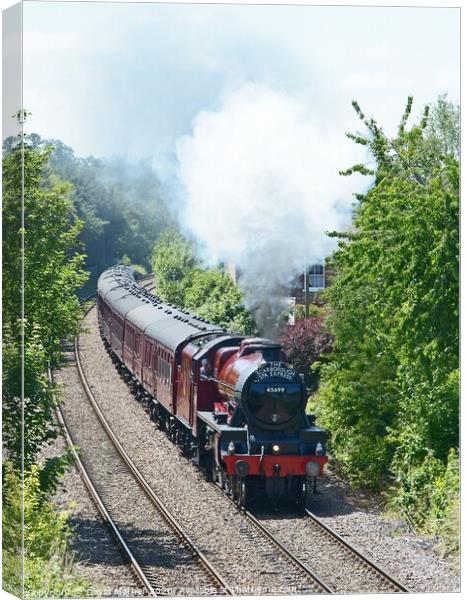 Jubilee 45699 steams out of York Canvas Print by David Mather