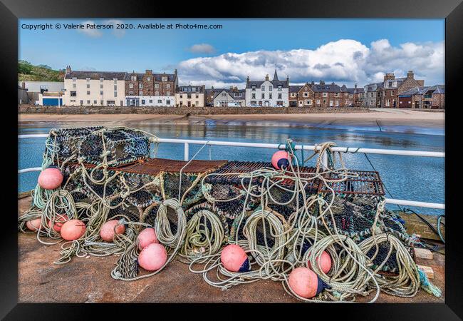 Stonehaven Lobster Pots Framed Print by Valerie Paterson