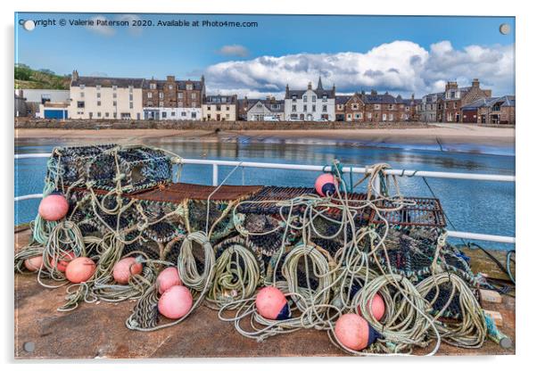 Stonehaven Lobster Pots Acrylic by Valerie Paterson
