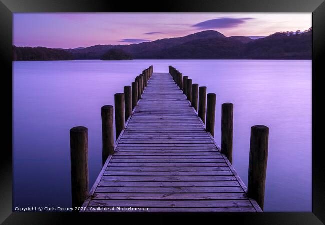 Jetty on Coniston Water Framed Print by Chris Dorney