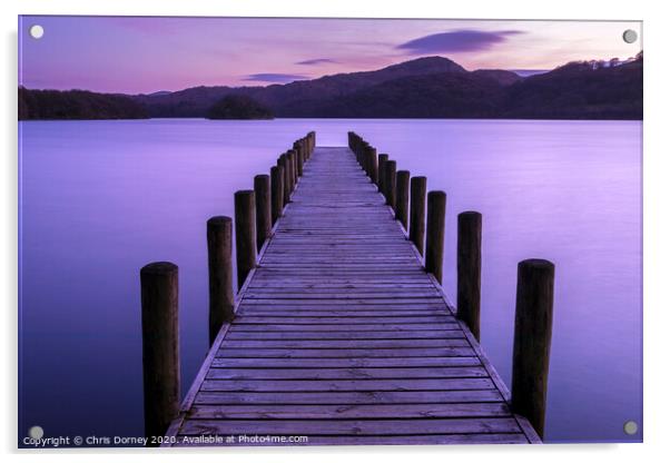 Jetty on Coniston Water Acrylic by Chris Dorney