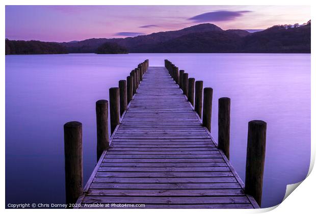 Jetty on Coniston Water Print by Chris Dorney