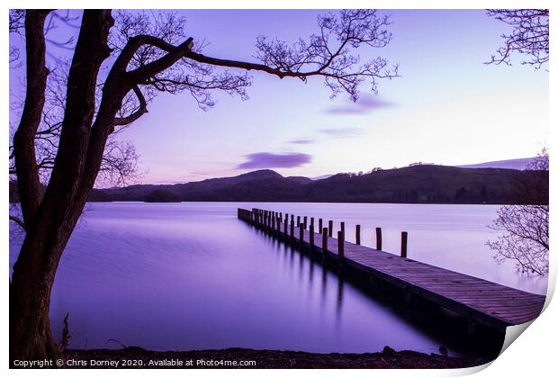 Jetty on Coniston Water in the Lake District Print by Chris Dorney