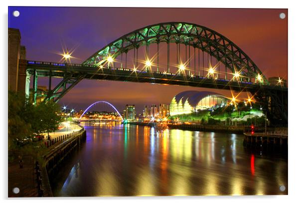 Tyne Bridge at Night Acrylic by Toon Photography
