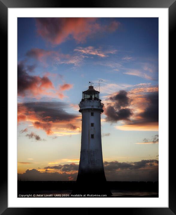 Fort Perch Rock lighthouse at Dusk Framed Mounted Print by Peter Lovatt  LRPS