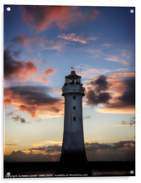 Fort Perch Rock lighthouse at Dusk Acrylic by Peter Lovatt  LRPS