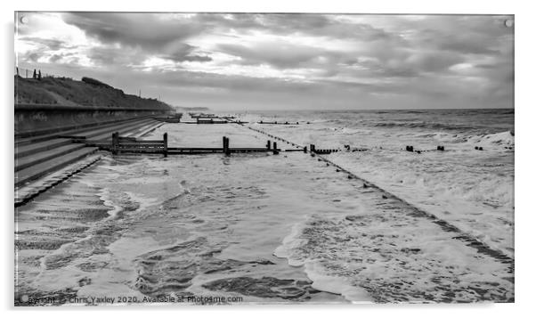 Stormy seas on the Norfolk coast bw Acrylic by Chris Yaxley
