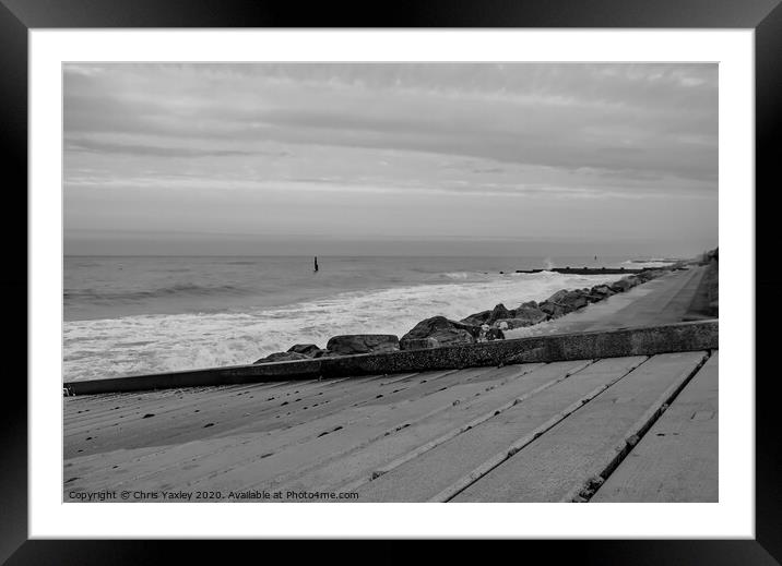 Cart Gap beach captured from the wooden ramp bw Framed Mounted Print by Chris Yaxley