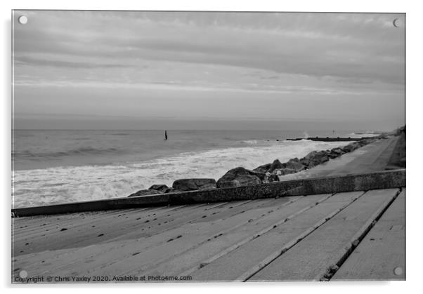 Cart Gap beach captured from the wooden ramp bw Acrylic by Chris Yaxley