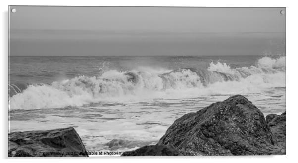 Barrel waves rolling in to Cart Gap beach bw Acrylic by Chris Yaxley