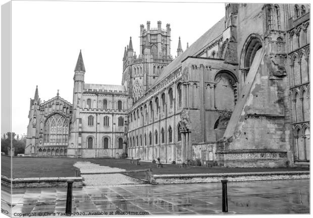 Ely Cathedral, Cambridgeshire bw Canvas Print by Chris Yaxley