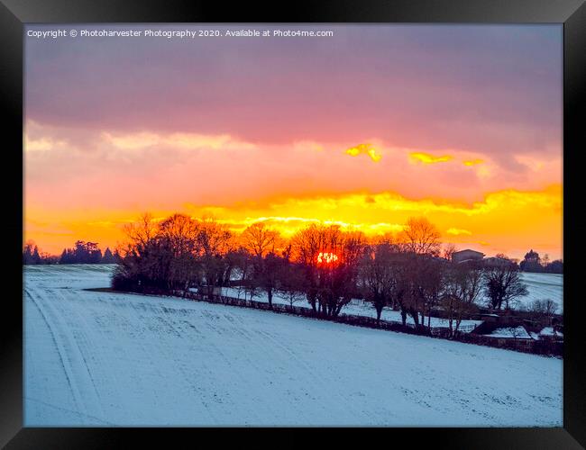 Fire and Ice; Sunset in the snow. Framed Print by Elizabeth Debenham