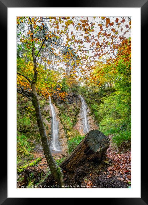 Grey Mares Tail Waterfall Wales Framed Mounted Print by Adrian Evans