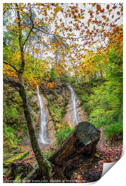 Grey Mares Tail Waterfall Wales Print by Adrian Evans