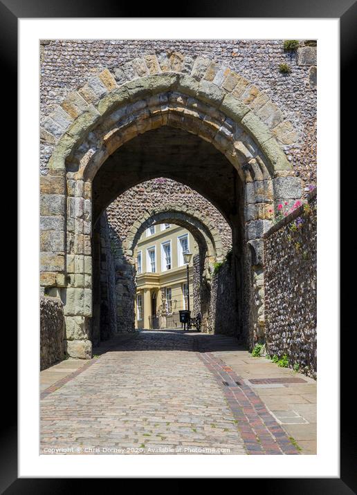 Barbican Gate at Lewes Castle Framed Mounted Print by Chris Dorney