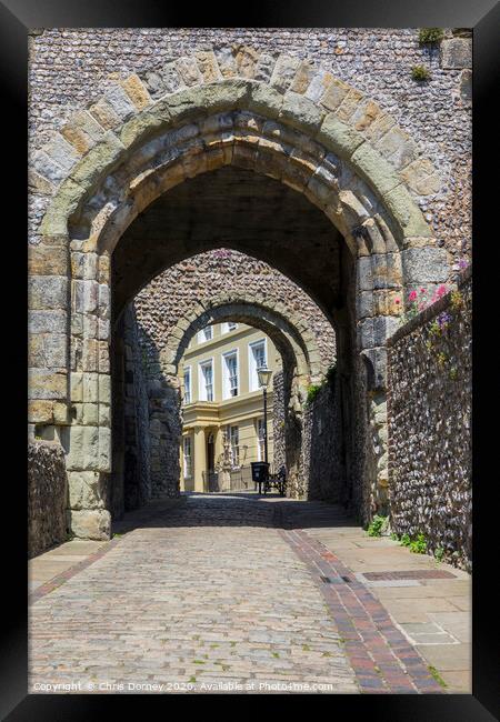 Barbican Gate at Lewes Castle Framed Print by Chris Dorney