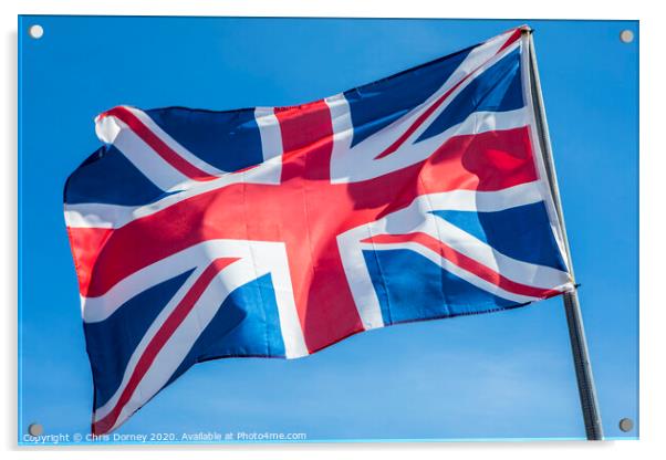 Union Flag over a Clear Blue Sky Acrylic by Chris Dorney