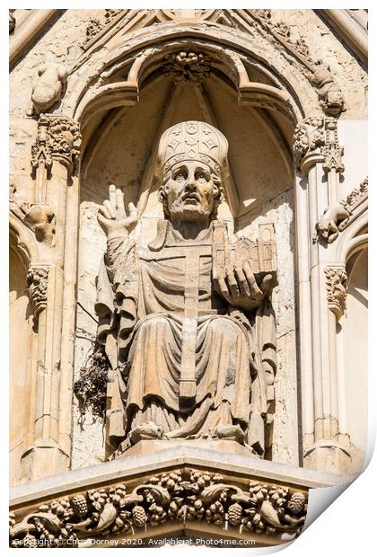 Depiction of the Archbishop of York on York Minster Print by Chris Dorney