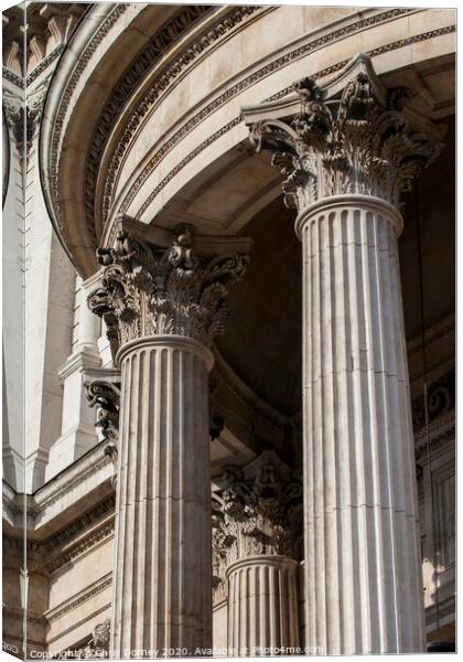 Columns at the Southern Facade of St. Pauls Cathedral Canvas Print by Chris Dorney