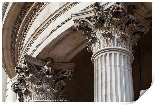 St Pauls Cathedral Columns Print by Chris Dorney