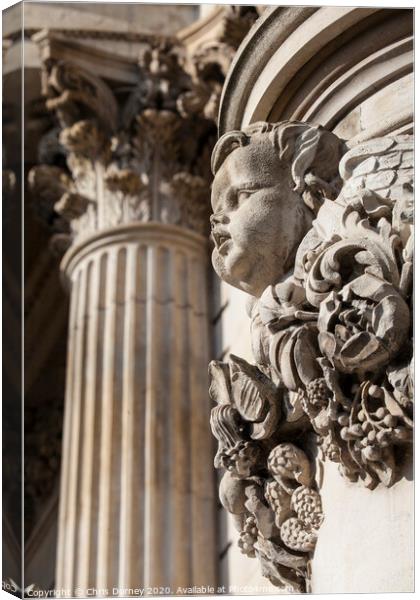 Detailed Carvings on the Exterior of St. Pauls Cathedral in London Canvas Print by Chris Dorney