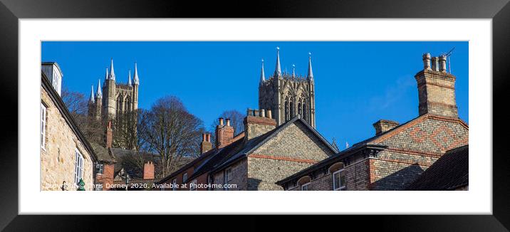 Lincoln Cathedral Towers from Steep Hill Framed Mounted Print by Chris Dorney