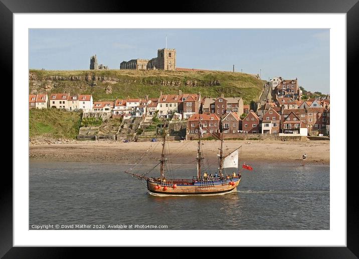 Leaving Whitby Harbour Framed Mounted Print by David Mather