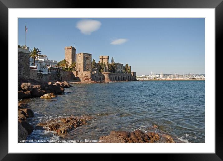 Chateau and harbour, Mandelieu La Napoule, South of France Framed Mounted Print by David Mather
