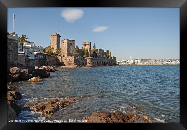 Chateau and harbour, Mandelieu La Napoule, South of France Framed Print by David Mather