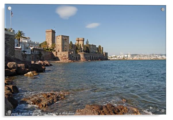 Chateau and harbour, Mandelieu La Napoule, South of France Acrylic by David Mather