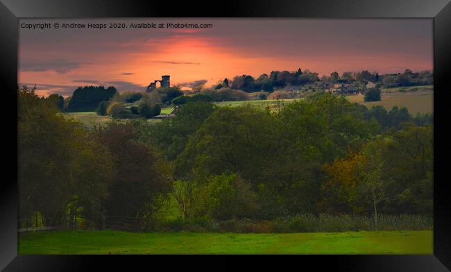 Mow Cop castle sunset  Framed Print by Andrew Heaps