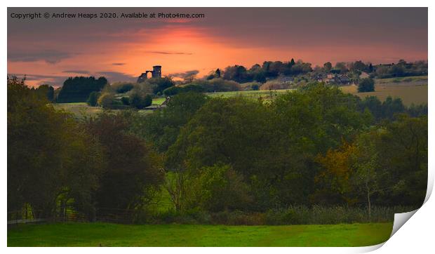 Mow Cop castle sunset  Print by Andrew Heaps