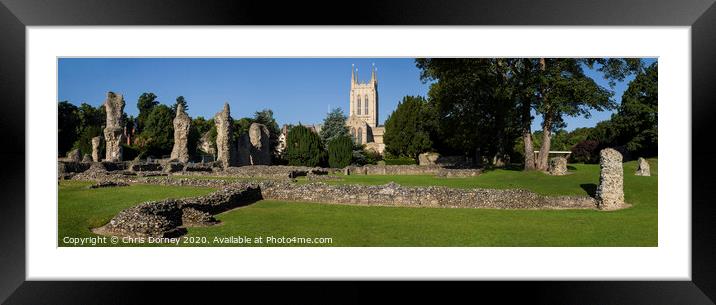 Bury St. Edmunds Abbey Remains and St Edmundsbury Cathedral Framed Mounted Print by Chris Dorney