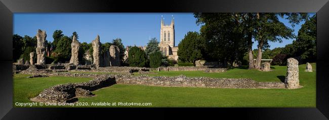 Bury St. Edmunds Abbey Remains and St Edmundsbury Cathedral Framed Print by Chris Dorney