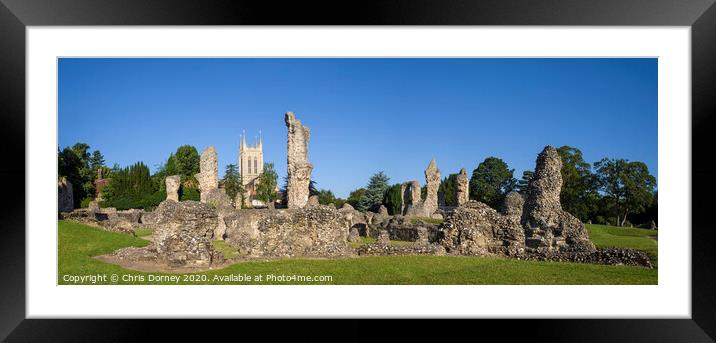 Bury St. Edmunds Abbey Remains and St Edmundsbury Cathedral Framed Mounted Print by Chris Dorney