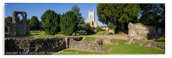 Bury St. Edmunds Abbey Remains and St Edmundsbury Cathedral Acrylic by Chris Dorney