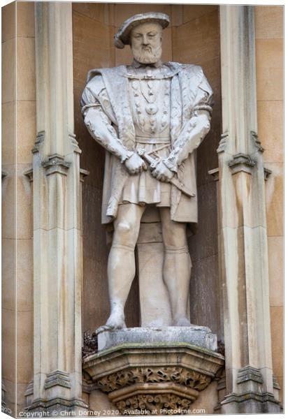 Statue of King Henry VII at Kings College in Cambridge Canvas Print by Chris Dorney