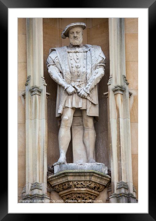 Statue of King Henry VII at Kings College in Cambridge Framed Mounted Print by Chris Dorney