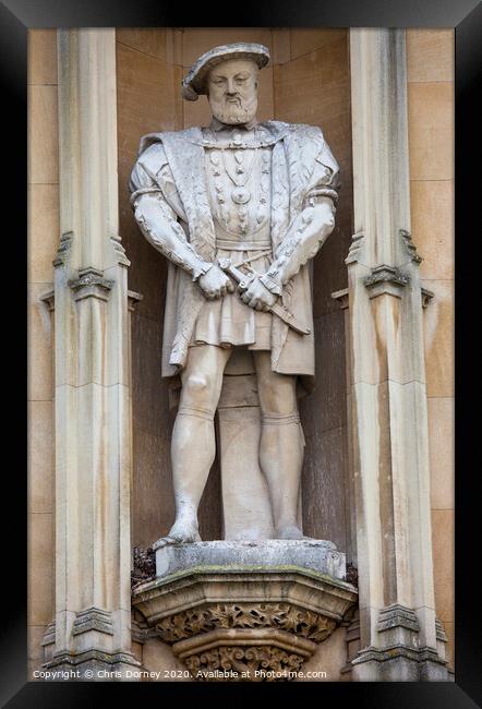 Statue of King Henry VII at Kings College in Cambridge Framed Print by Chris Dorney