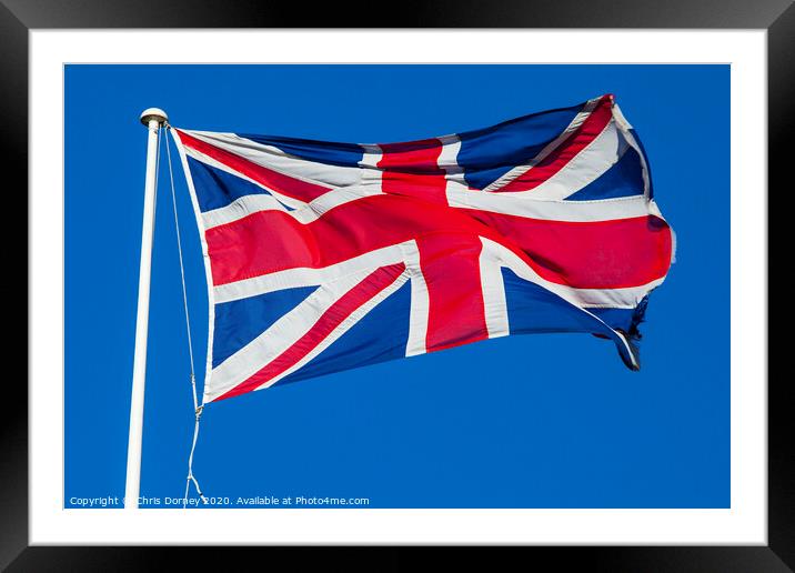 Union Flag Flying Framed Mounted Print by Chris Dorney